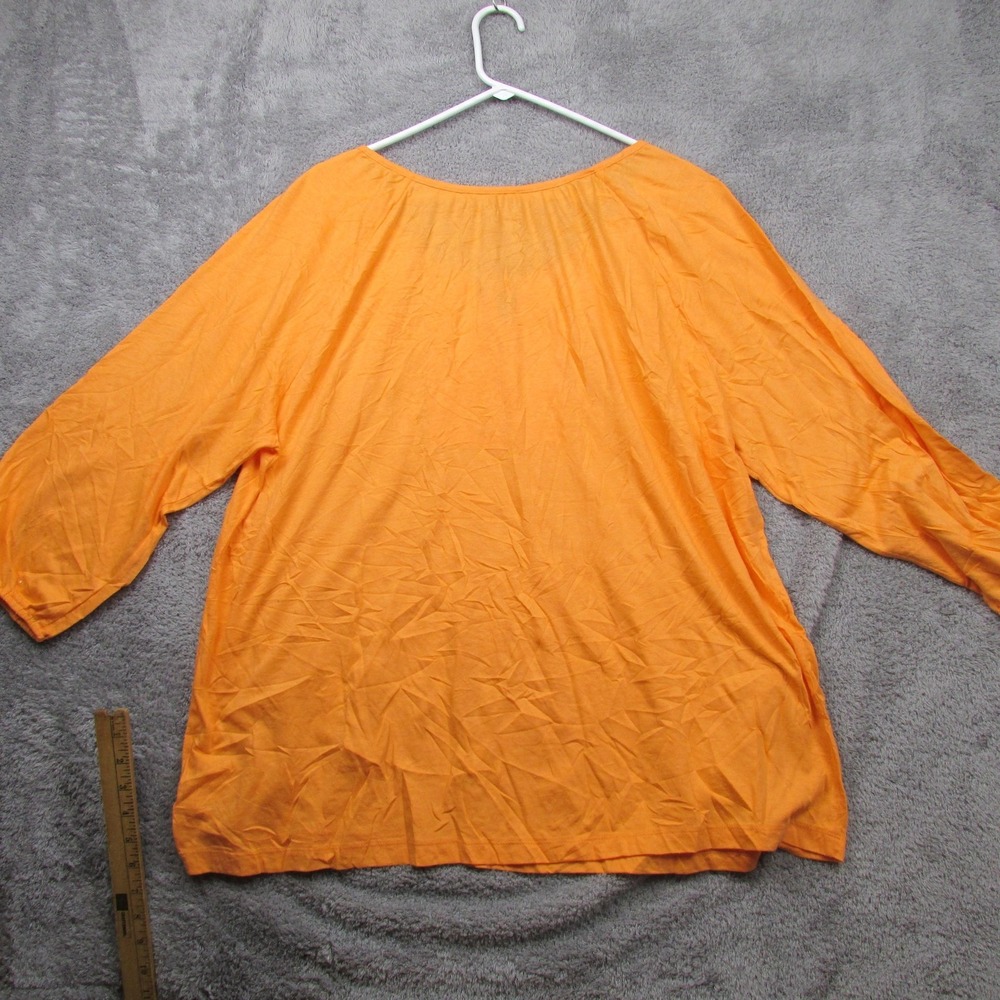 St. John's Bay Shirt Womens Plus 2X Orange 3/4 Sleeve Embroidered Tunic Top - Picture 2 of 8